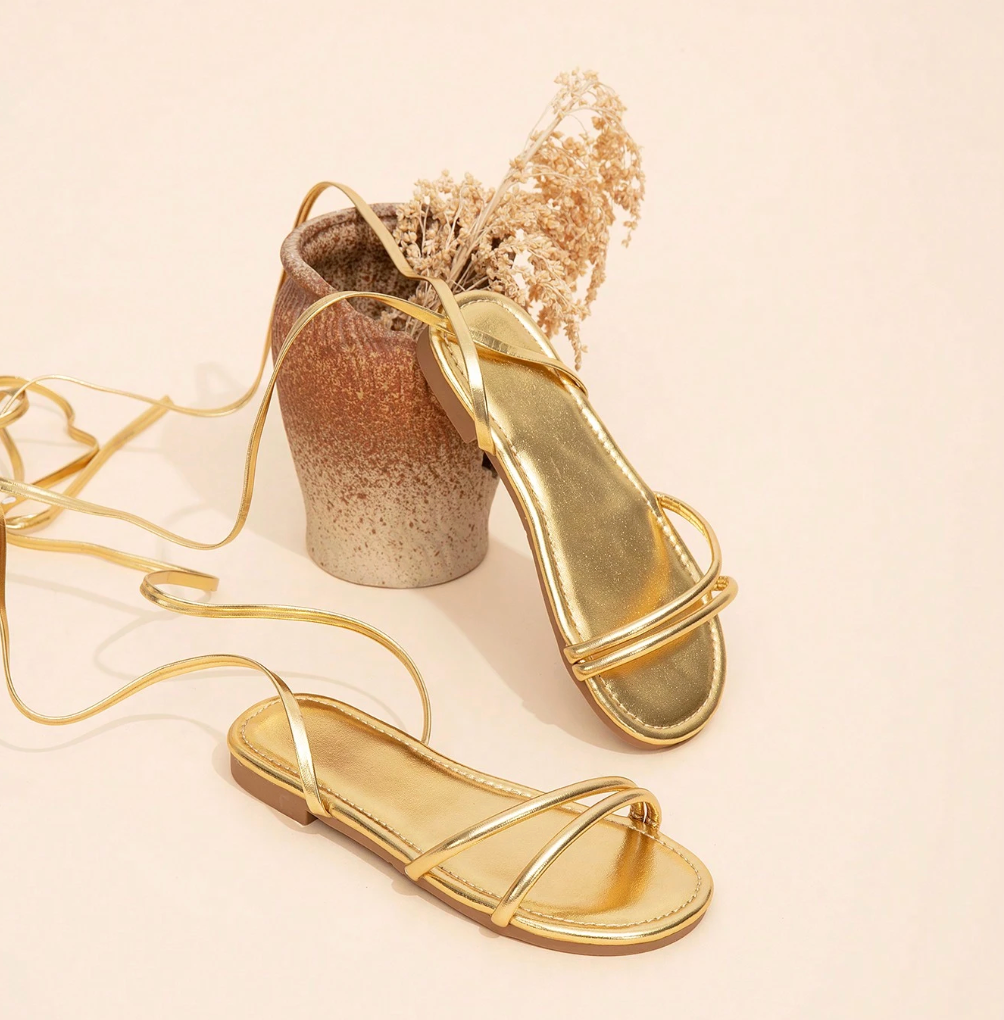 Sandalias Golden Muse™ – Camina con el Brillo de los Dioses