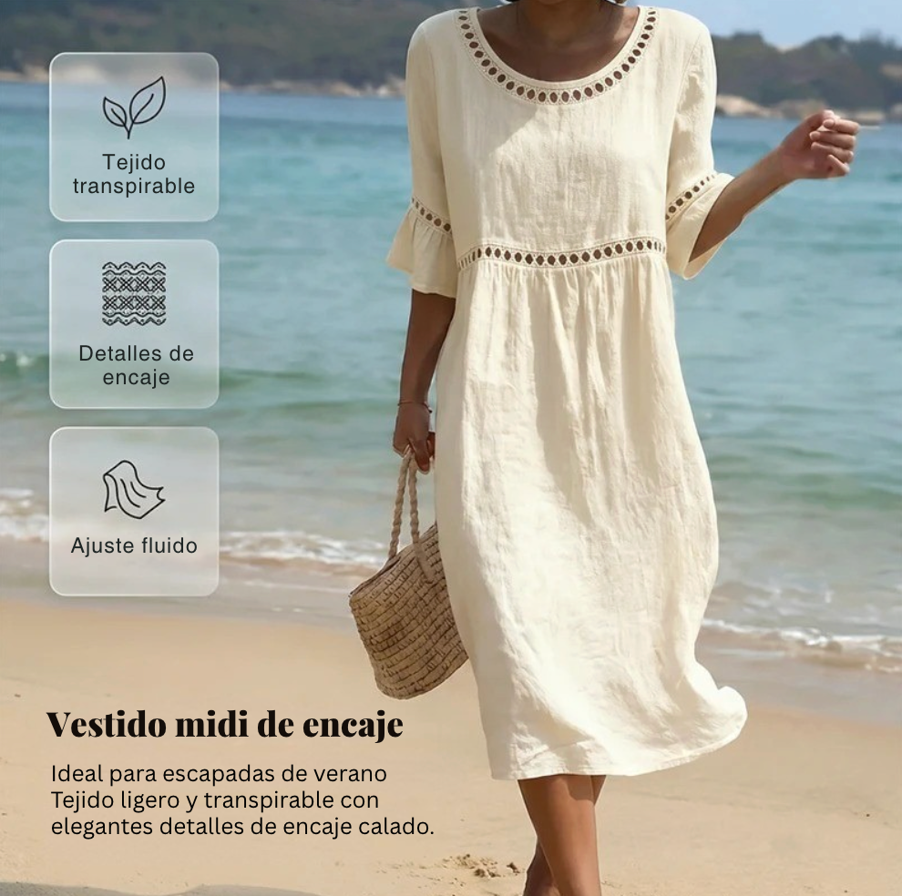 Vestido Romántico de Lino™ - Ofrece una sensación ligera y aireada