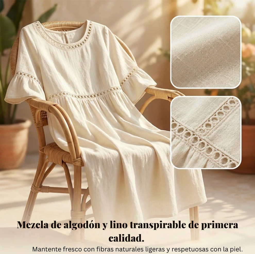 Vestido Romántico de Lino™ - Ofrece una sensación ligera y aireada