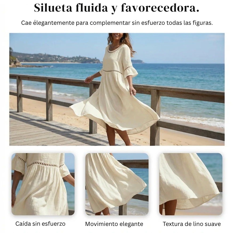 Vestido Romántico de Lino™ - Ofrece una sensación ligera y aireada