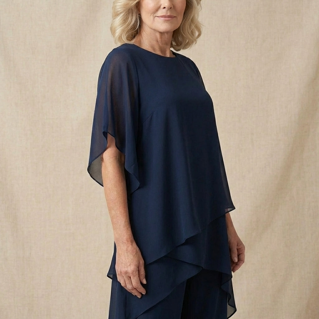 Clara | Top Drapado con Pantalones Palazzo