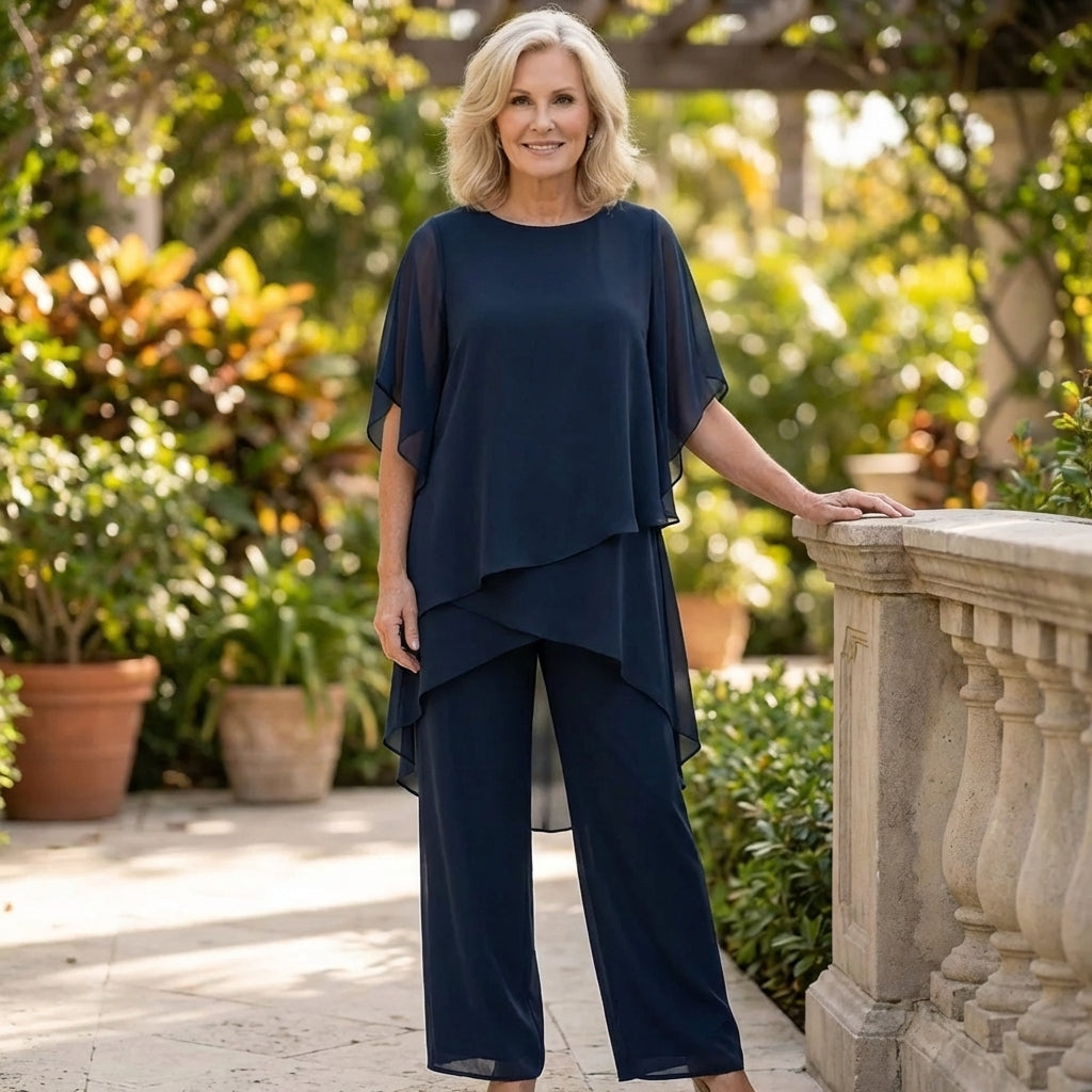 Clara | Top Drapado con Pantalones Palazzo