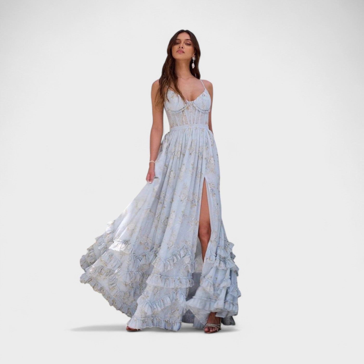 Florencia | Vestido largo bohemio con abertura y volantes