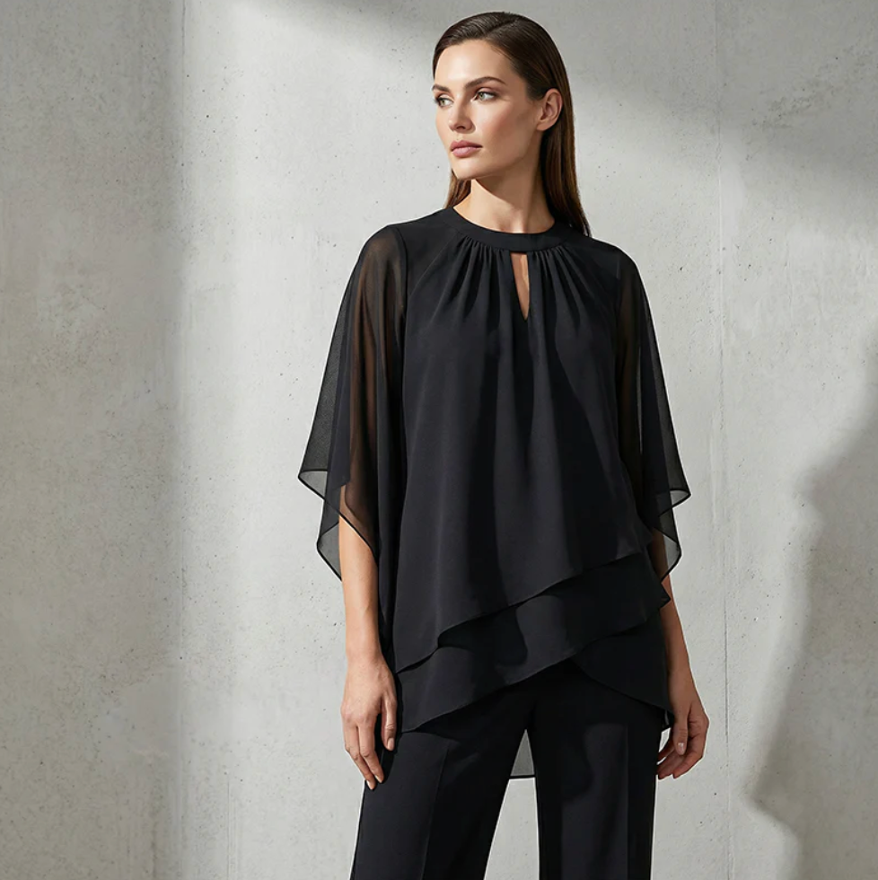 Conjunto Lia - Capas asimétricas que disimulan y estilizan.