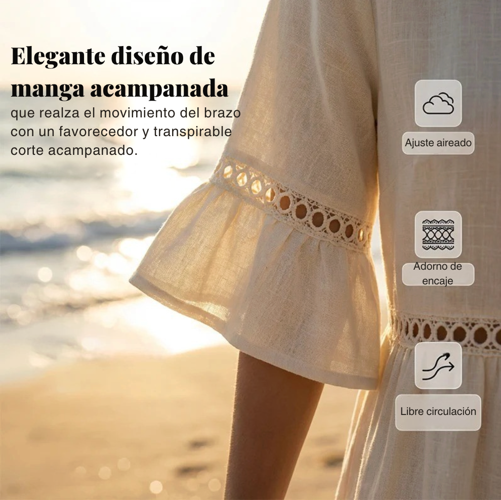 Vestido Romántico de Lino™ - Ofrece una sensación ligera y aireada