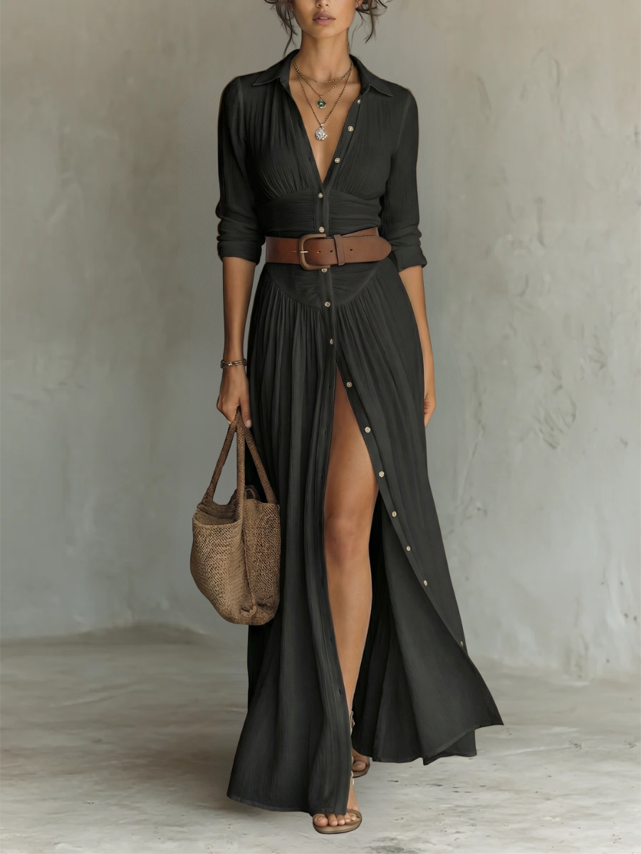 Vestido Lino Pure Elegance™ – Frescura Ancestral, Estilo Moderno