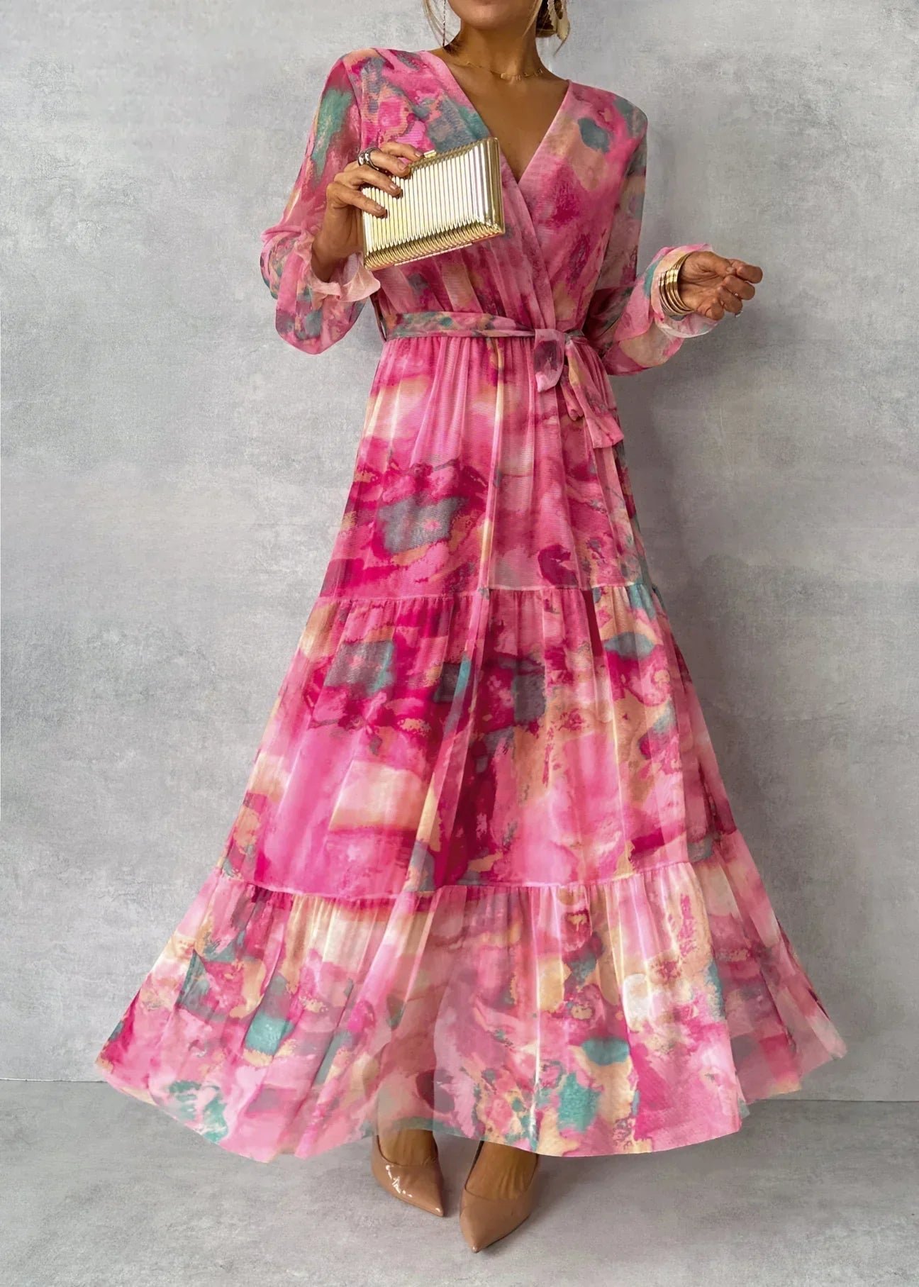 Vestido Cruzado con Estampado Floral