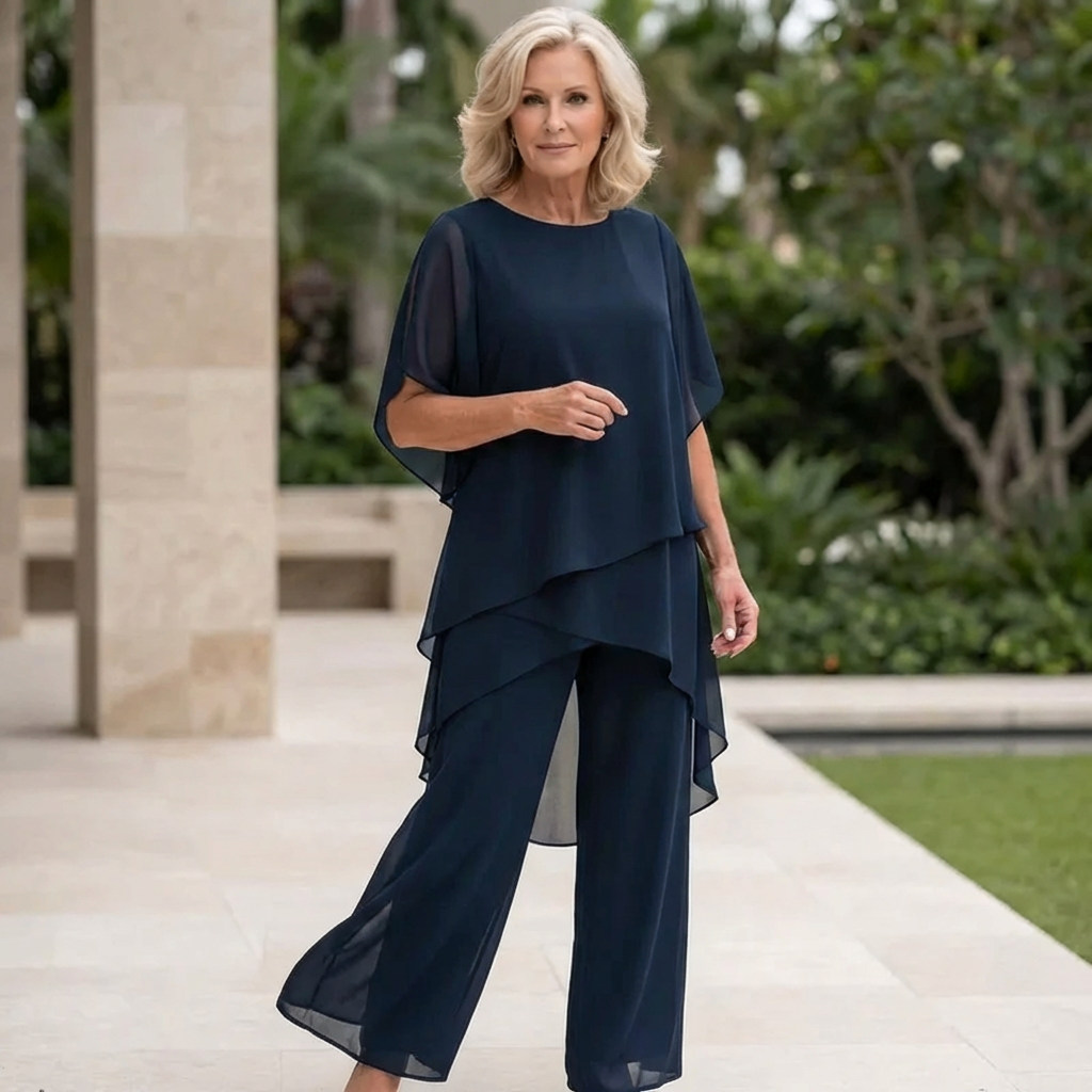 Clara | Top Drapado con Pantalones Palazzo