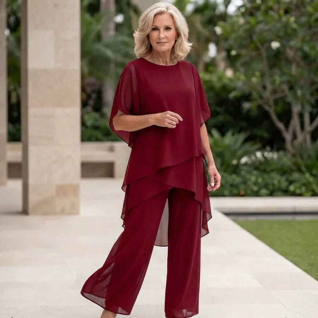 Clara | Top Drapado con Pantalones Palazzo
