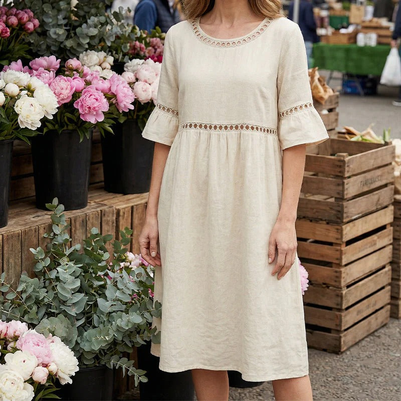 Vestido Romántico de Lino™ - Ofrece una sensación ligera y aireada